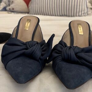 Louise et Cie Tan  Navy Suede Mules